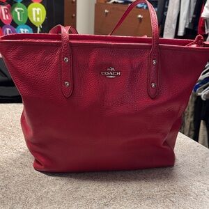 Coach Cherry Red Leather Tote